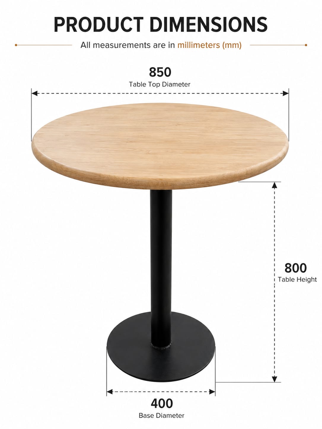 Wooden Round table, view 1